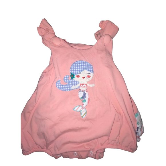 Natalie Grant Romper Bubble Suit Mermaid Ruffle Butt 100% Cotton Size 24M - Picture 1 of 4